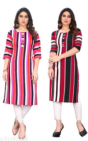 KILLARI Women Printed Straight Kurtis (Combo of 2)