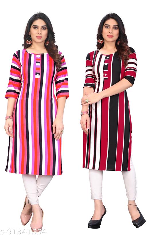 KILLARI Women Printed Straight Kurtis (Combo of 2)
