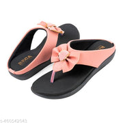 Women’s Pink Bow Design Flat Sandals | Stylish Toe Post Slippers for Girls & Ladies | Casual & Party Wear Footwear