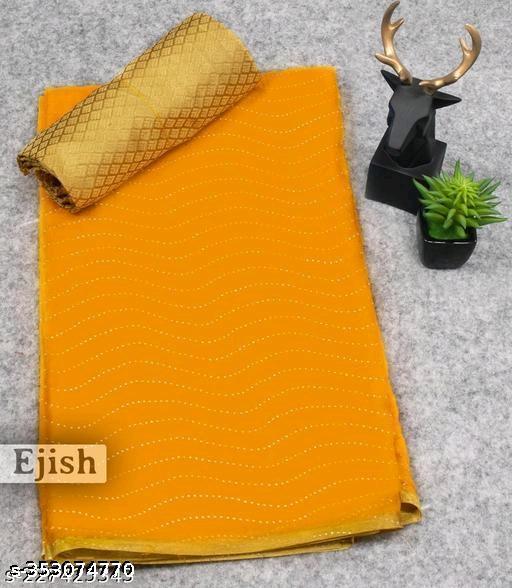 Najmin Chiffon Saree Dewdrop Foil Print & Brocket Blouse