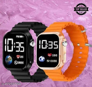Square Dial Digital Watches Combo for Boys LED Lights Watch Kids Children Pack of 2