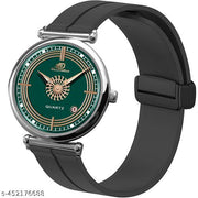 Date Function  Magnet Strap Analog Watch for Men & Boys Silver_26000k