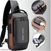 CLASSY WAIST USB BAG GOOD LOOK TRENDING CROSS SLING BUSINESS CASH BAG WITH USB POWER PORT CONNECTION MULTICOLOURED WAIST BAGUSB SLING WAIST BAG LATEST SOLID ZIPPER QUALITY 4 COMPARTMENT ZIPPER BAG