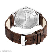 Slim Casual Watch With Silver Dial & Brown Leather Strap Analog Watch - For Men