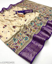 Dola Jaquard Woven Printed Saree With Blouse