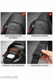 MOUNTER Vegan Leather Water Resistant Chest Bag for Men & Women | Chest Sling & Running Bag | Lightweight Crossbody Travel Fanny Pack for Gym, Jogging, Cycling & Daily Use