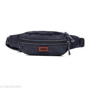 BLACK DENIM WAIST BAG | FANNY PACK | BELT BAG FOR MEN & WOMEN | CROSSBODY CHEST BAG | ADJUSTABLE WAIST POUCH | CASUAL TRAVEL BAG | MULTI ZIPPER BAG | LIGHTWEIGHT EVERYDAY BAG | DENIM SLING BAG | SPORTS | HIKING | CYCLING BAG
