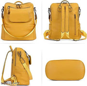 yellow Flap Leather Laptop Backpack Women Fashion Leather Designer Travel Ladies Shoulder Bag  (Black)
