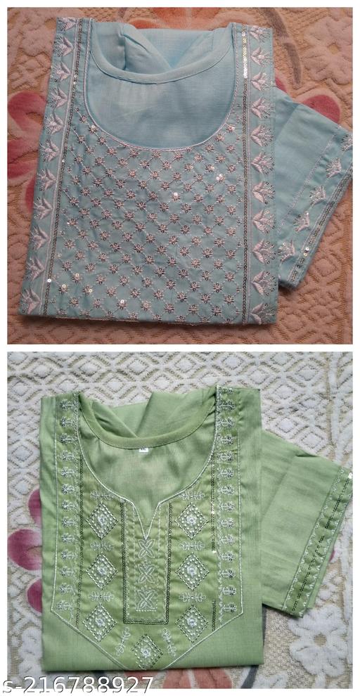 Women Neck Border Embroidered  Straight Fancy Kurta Combo Pack Of 2