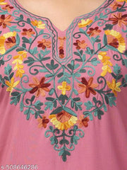 Timorous Fashion  Women Embroidered, Embellished Viscose Rayon Straight Kurtis For Women's And Girl's