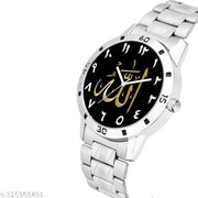 Red Robin Analogue ISLAMIC Allah Design Round Black Dial Latest Fashion AVO SIL STEEL Strap Stylish Wrist Watch for Men and Boys, Pack of 1