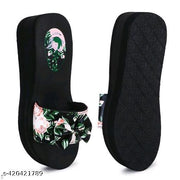 Dr lite sleeper  Girls and Women || Flower Design stylish flip flop || Black Casual Flip flop Women's & Girl's Black color Medium Heel Party wear Flip-flops