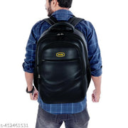 Size: M (15-30L) NGR fashion trending boy School Bag Black PU Leather Bagpack For Women 15.6" Laptop Backpacks For Men Office College & Travel