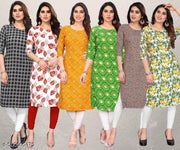 Women Printed Crepe Kurti (Combo Of 5)