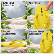 YUKI Unisex Yellow Stylish Rubber Flip Flops | YUKI slippers | Unisex flip flops | Hawai chappal | Ultra-light Flip Flops| Non-slip Slippers | Rubber footwear | Waterproof Slippers | Comfortable Slipper for Men & Women