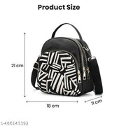 SYGA Women's Mini Backpack - Multi-Purpose Shoulder Bag  with White Strips Pattern (Black)