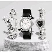 NEW ATTRACTIVE MULTICOLOR BF DESIGN WATCH & 2 BRACELET COMBO FOR GIRLS & WOMEN