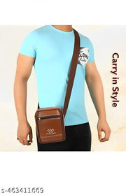 Leather Messenger Slings Bag, Cross Body Travel/Office One Side Shoulder Bag for Men
