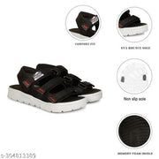 Boys Black Velcro Sandal with Soft EVA Sole & Cushioned Footbed | Lightweight Daily Wear School & Outdoor Sandals