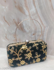 Party Velvet Clutch for Women Trendy Black Color Box Clutch with Handle Dulhan purse Bridal Clutch