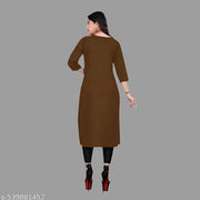 Straight Plain Casual Ethnic Plain A-Line American Crepe Fabric Light Weight Kurtis For Daily Use in Low Price