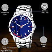 Men's Steel Chain Blue Men style Boys Hand Watch Gents 2023 Luxury Design Steel Chain New Model Analog Watch - For Men
