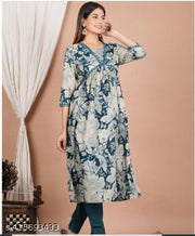 aliya cut till blue kurti