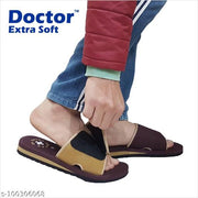 DOCTOR EXTRA SOFT D-51-Brown-Beige Men's Adjustable Strap Orthopaedic Diabetic Comfort Daily Use Slippers & Flipflops
