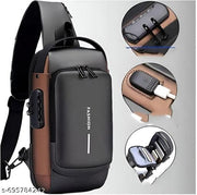 CLASSY WAIST USB BAG GOOD LOOK TRENDING CROSS SLING BUSINESS CASH BAG WITH USB POWER PORT CONNECTION MULTICOLOURED WAIST BAGUSB SLING WAIST BAG LATEST SOLID ZIPPER QUALITY 4 COMPARTMENT ZIPPER BAG
