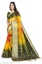 ORGANZA MUTTY COLOUR SAREE  IN FANCY DISION