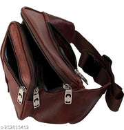 Swanky Leather Waist Pack Travel bag for Money|Belt| Cards| Mobile|Documents|Kit Books And Bills Dairy Pouch Cross Side Bags for men Women. With Belt Stylish Waist Small Luggage Accessories bags With Trust Unisex PU Waist Pack bag with Belt for travel