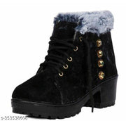 Trendy winter women warm fur black boots