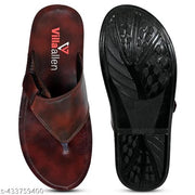 Foot fighter men slippers and flip flops synthetic material with Pu sole Color Brown