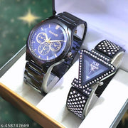 Attractive Black couple watch combo party wedding Couple Wedding Gift Combo, Anniversary Gift Combo, Couple Gift set - Men & Women