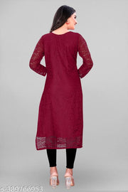 Elegant Net Fabric Embroidered Kurta for Women