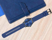 Blue Dial & Blue Silicone Strap Watch For Men