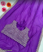 Fency Disener Georgette Pretty Sarees With New Fency  Border With Blouse Piece.