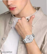Men's steel chain Black Men style Boys Hand watch gents 2023 Luxury Design steel chain new Model