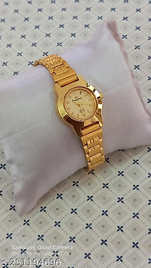 Fancy Analogue Party Wear Golden Watch for Women and Girls