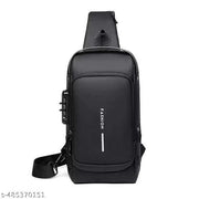 LATIQ MART Crossbody Sling Bag For Men Women, Anti-Theft Fashion Chest Bag with USB Charging Port, Messenger Bags, Waterproof Casual Shoulder Bag