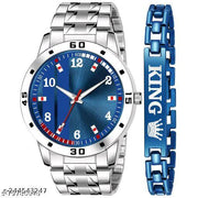 BLUE DIAL WITH STEEL & MATT FINISH BLUE KING BRACELET ANALOG WATCH  - FOR BOYS