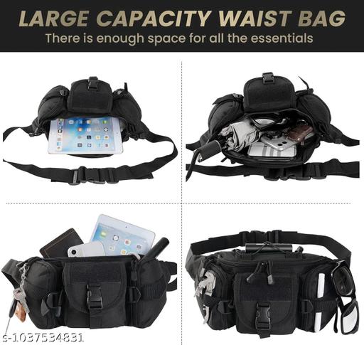 Waist Bag Pack Hip Belt Bumbag for Outdoor (BLACK)-AZ14