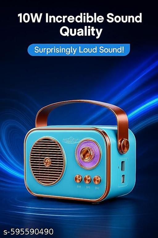 Vintage Bluetooth Wireless Speaker with USB/AUX Input & Hands-Free Calling Perfect for Gift (10W RMS Power)