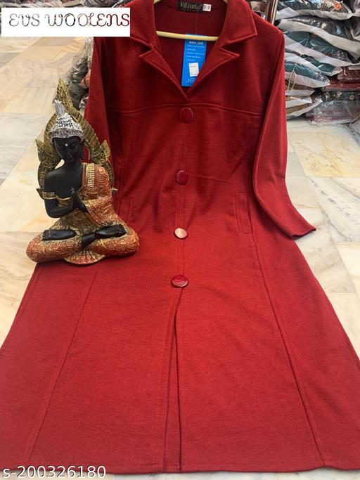 Winter Coat Style Kurta with collars and  Front Buttons and Side Pockets