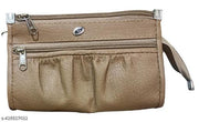 FLIKKER: Casual Women's Attractive Solid Clutch Women's Multi Zip Daily Use Beige Grey Clutches Handbag for Girls Mobile Purse Women