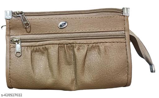FLIKKER: Casual Women's Attractive Solid Clutch Women's Multi Zip Daily Use Beige Grey Clutches Handbag for Girls Mobile Purse Women