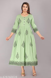 Elevate your ethnic wardrobe /women rayon Anarkali printed Kurti