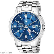 Day & Date Function Watch With Stainless Steel Chain Analog Watch - For Men