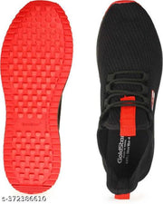 Stylish Black Flyknit Solid Walking Shoes For Men