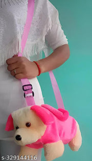 Fur Slingbag for Kids Teddy Bag Mini Fur Bag Pink Color